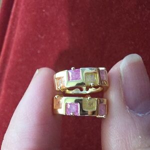 Gold and Pink Geometric Earrings